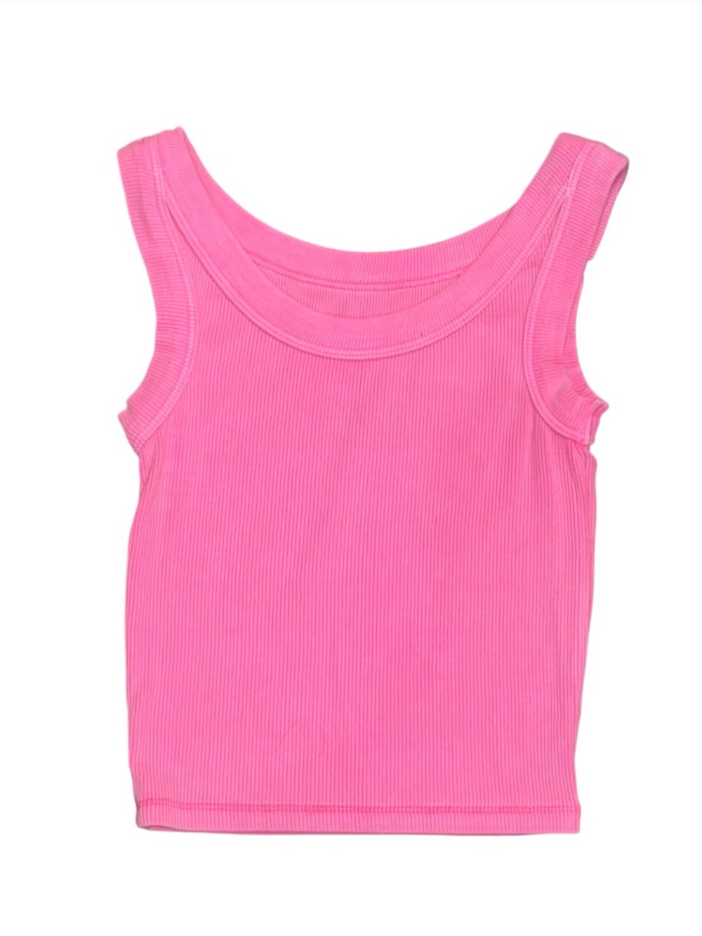 Katie J NYC Pink Ribbed Tank Top Stretch NWT XL Extra Large Crop